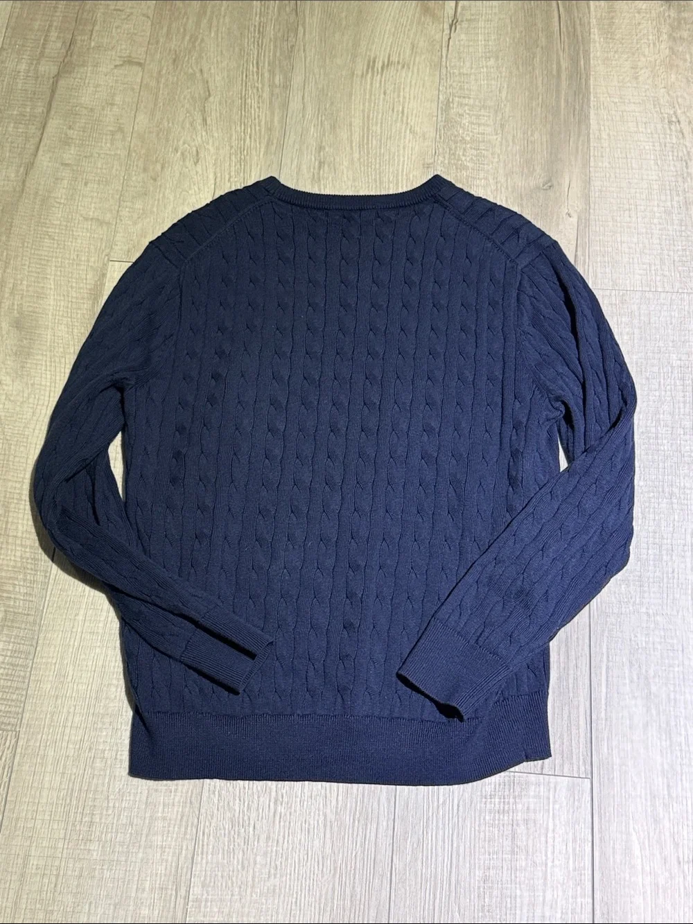 J. Crew Factory Men's Cable Crewneck Sweater in Navy Blue
